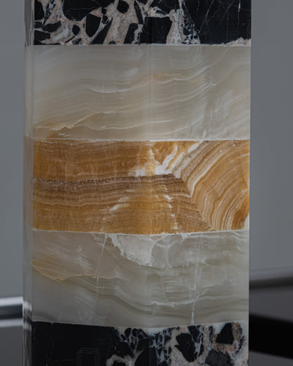 VASE EMMA EN MARBRE, ONYX BLANC ET ORANGE