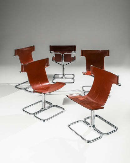 SET OF 6 'TOPOS' CHAIRS, GRUPPO DAM, BUSNELLI, 1970s