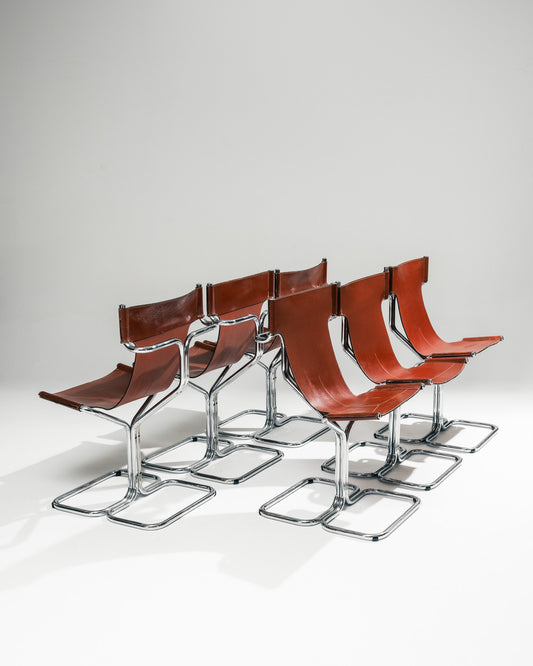 SET OF 6 'TOPOS' CHAIRS, GRUPPO DAM, BUSNELLI, 1970s
