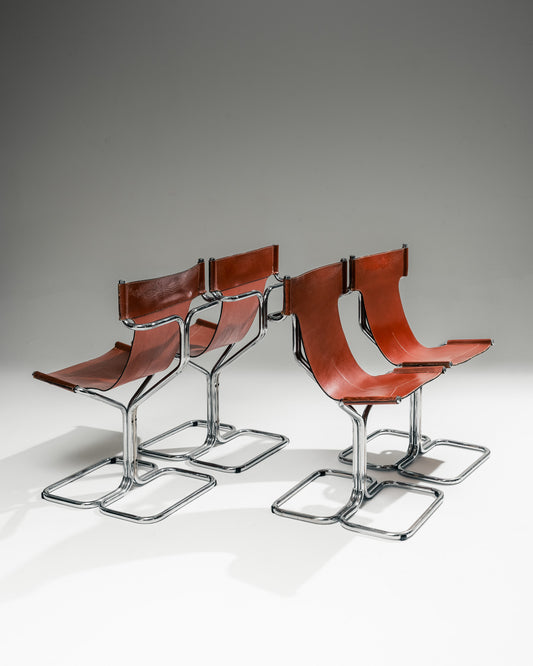 SET OF 4 'TOPOS' CHAIRS, GRUPPO DAM, BUSNELLI, 1970s