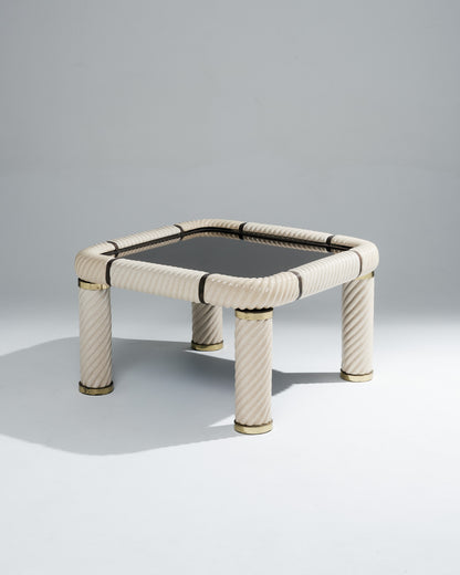 PAIRE DE TABLES BASSES MIROIR ET CÉRAMIQUE, TOMMASO BARBI, 1970s