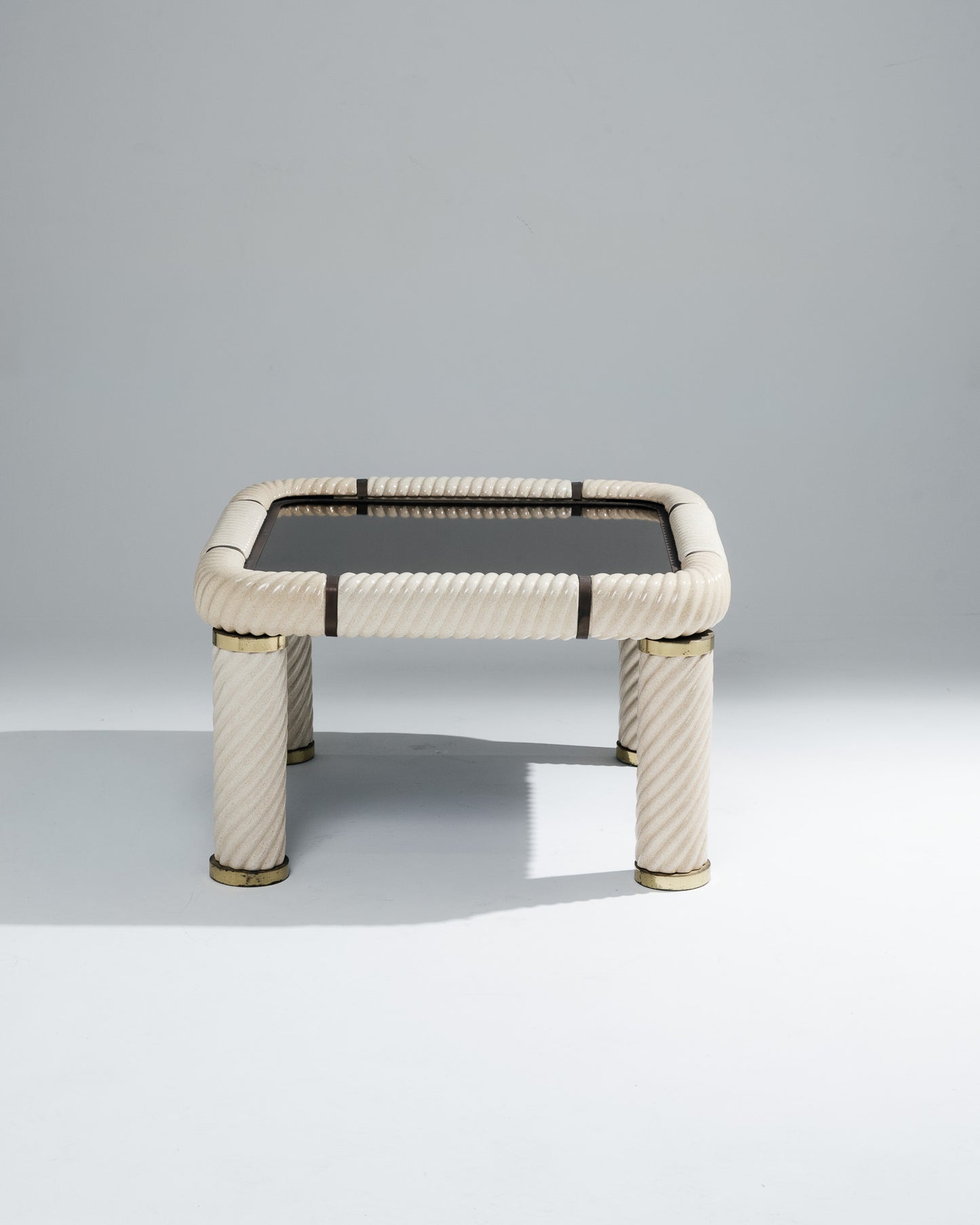 PAIRE DE TABLES BASSES MIROIR ET CÉRAMIQUE, TOMMASO BARBI, 1970s
