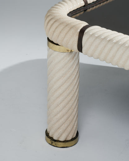 PAIRE DE TABLES BASSES MIROIR ET CÉRAMIQUE, TOMMASO BARBI, 1970s