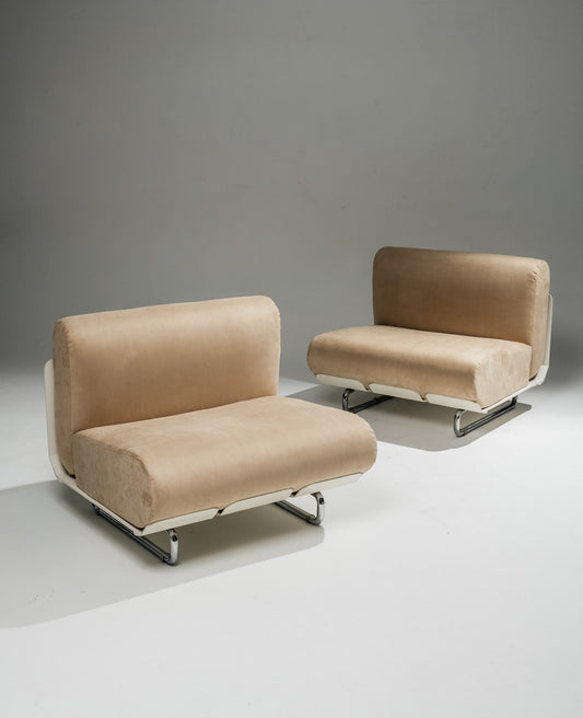 PAIRE DE FAUTEUILS 'SENZAFINE', PEDUZZI RIVA, ZANOTTA, 1960s