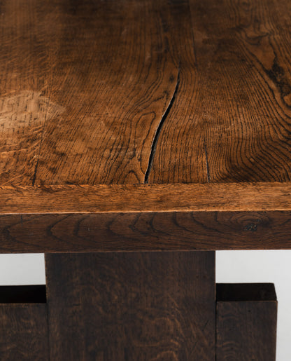 TABLE EN CHÊNE ET FERRONERIE, 1940s