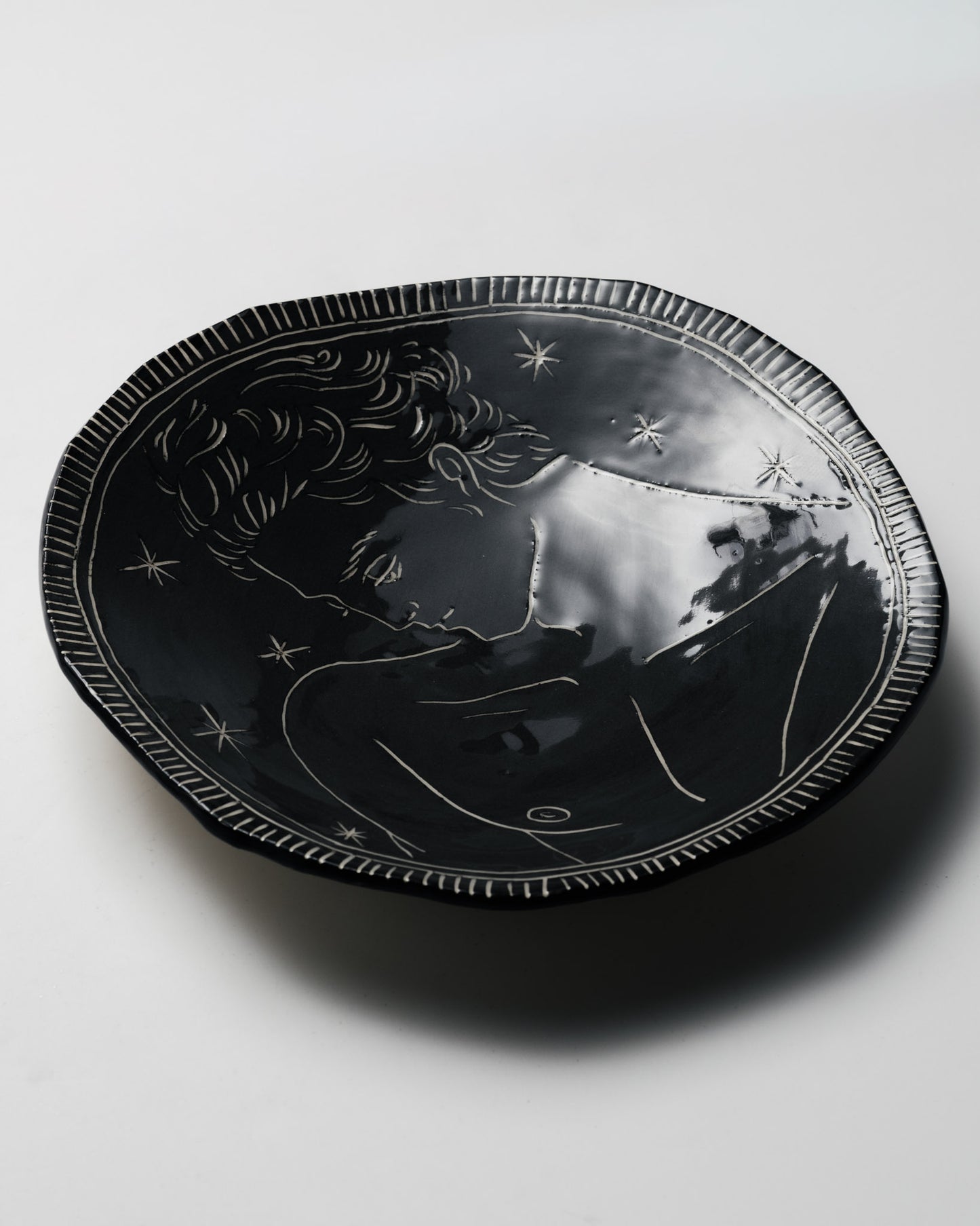 HANDCRAFTED GRAY CERAMIC PLATE, ELDAROV.T