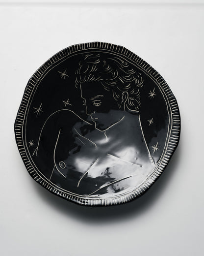 HANDCRAFTED GRAY CERAMIC PLATE, ELDAROV.T