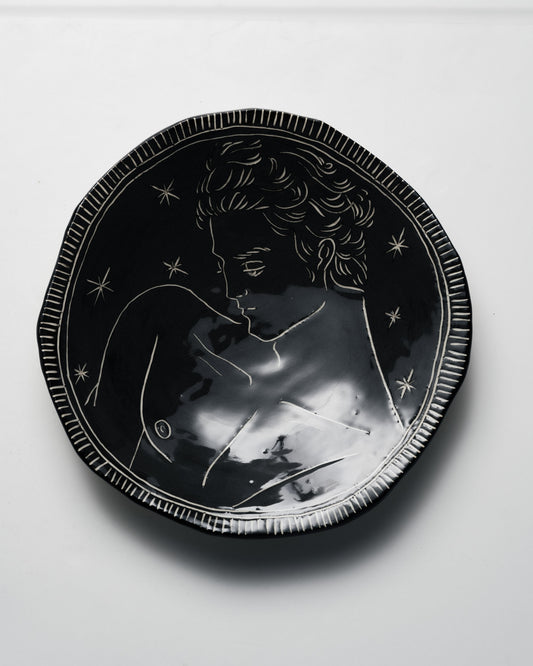 HANDCRAFTED GRAY CERAMIC PLATE, ELDAROV.T