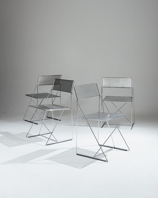SET OF 4 'X-LINE' CHAIRS, NIELS JØRGEN HAUGESEN, MAGIS, 1970s