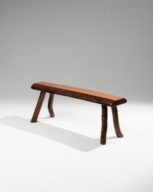 SOLID ELM BRUTALIST BENCH, 1960s