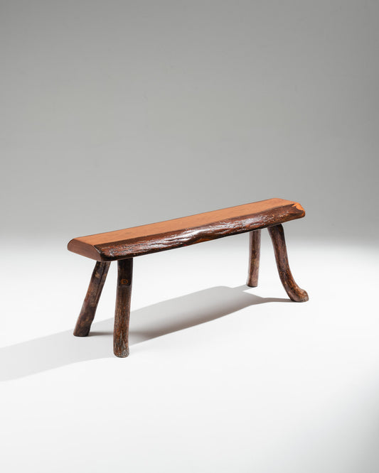 SOLID ELM BRUTALIST BENCH, 1960s
