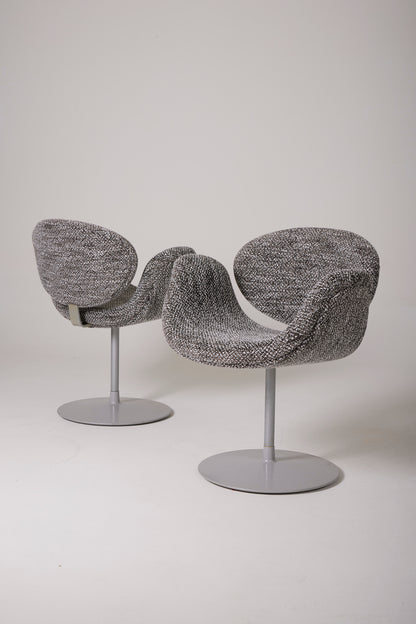 SET AUS 4 PIERRE PAULIN TWEED-SESSELN „TULIPE“, 1960er Jahre