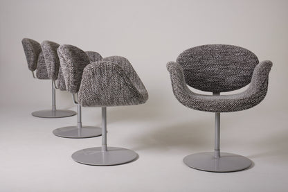 SET AUS 4 PIERRE PAULIN TWEED-SESSELN „TULIPE“, 1960er Jahre