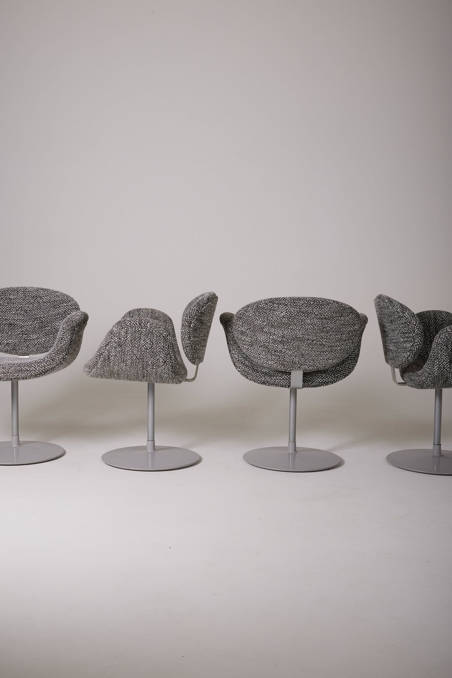 SET OF 4 TWEED "TULIPE" ARMCHAIRS PIERRE PAULIN, 1960s