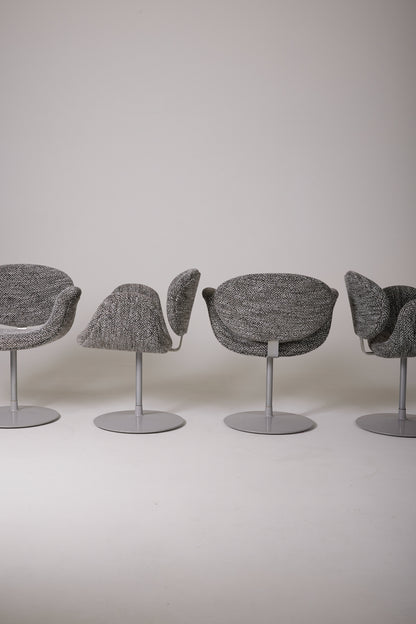 SET AUS 4 PIERRE PAULIN TWEED-SESSELN „TULIPE“, 1960er Jahre