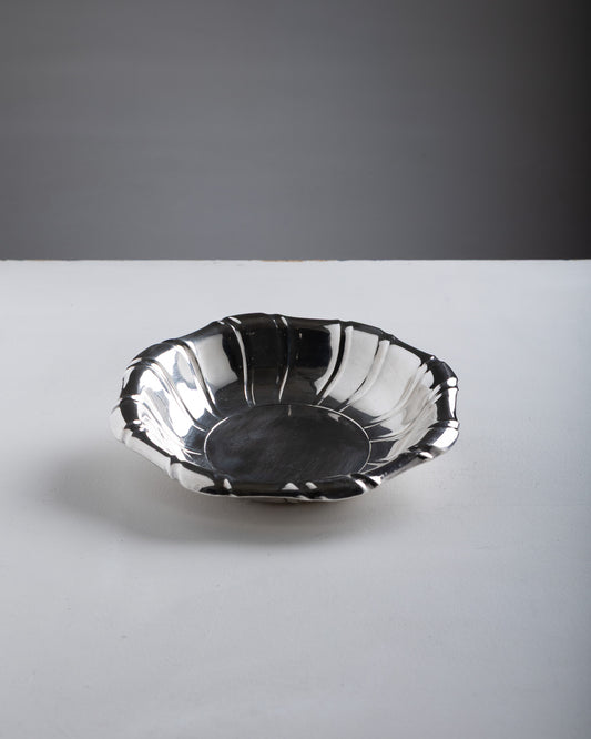 SILVER-PLATED METAL DOG BOWL, 1960S