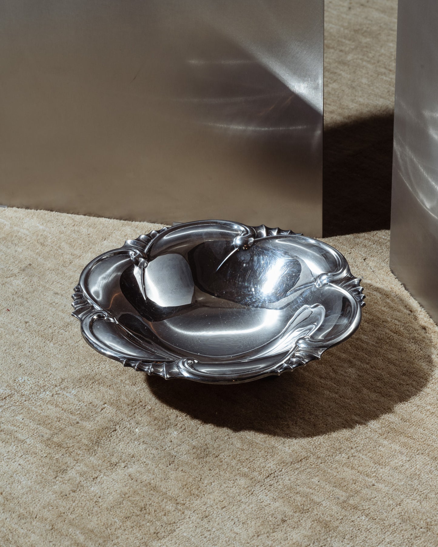 SILVER METAL BASKET, 1950s