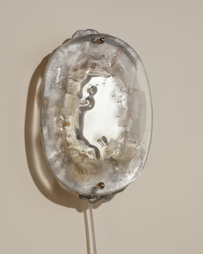 GLASS, BRASS AND ALUMINUM WALL LIGHT NO.10