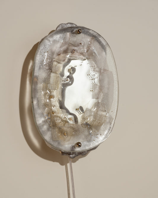 GLASS, BRASS AND ALUMINUM WALL LIGHT NO.10