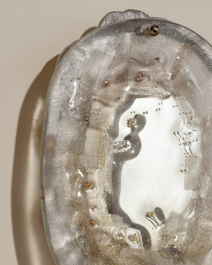 GLASS, BRASS AND ALUMINUM WALL LIGHT NO.10