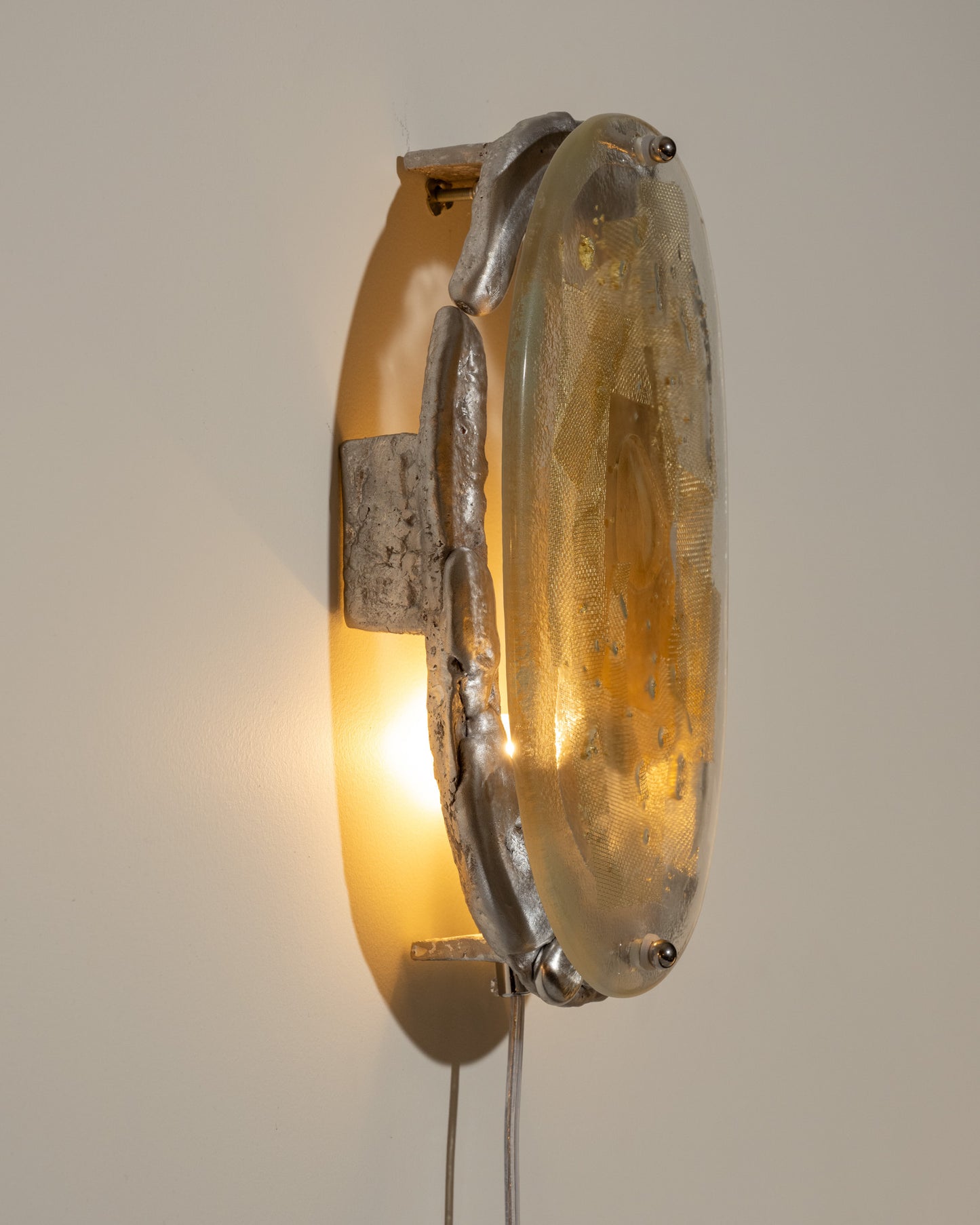 GLASS, BRASS AND ALUMINUM WALL LIGHT NO. 11