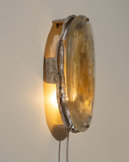 GLASS, BRASS AND ALUMINUM WALL LIGHT NO. 11