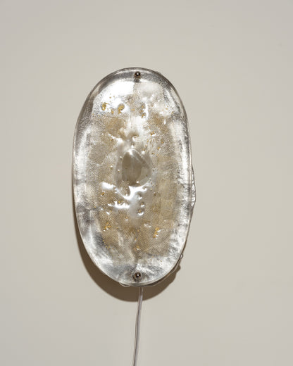 GLASS, BRASS AND ALUMINUM WALL LIGHT NO. 11