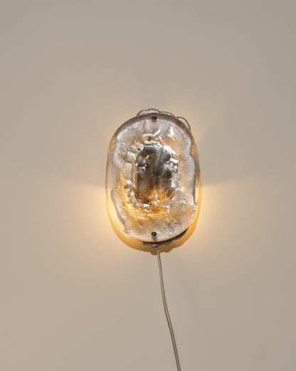 GLASS, BRASS AND ALUMINUM WALL LIGHT NO.10