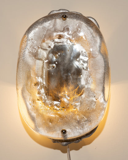 GLASS, BRASS AND ALUMINUM WALL LIGHT NO.10