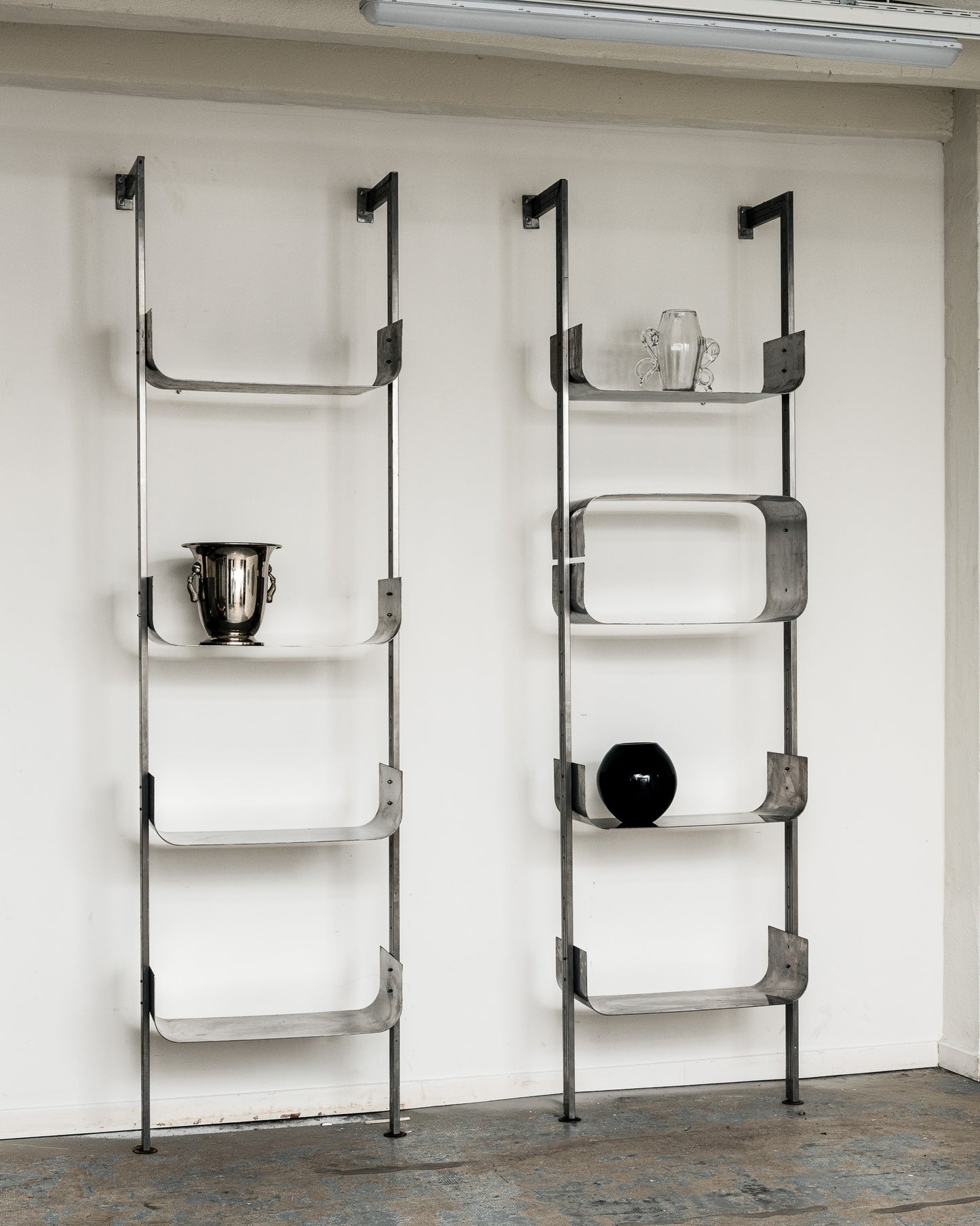RAW STEEL WALL SHELF, 1970s