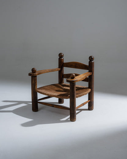 RESERVE JULES WOOD AND STRAW ARMCHAIR, CHARLES DUDOUYT, 1930s