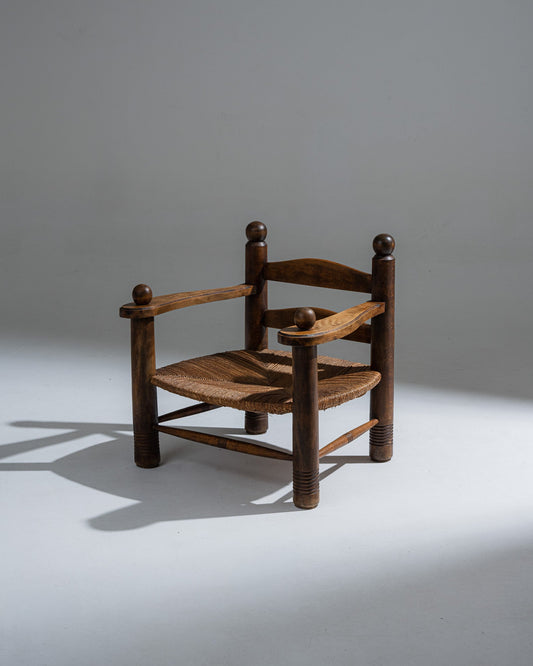 RESERVE JULES WOOD AND STRAW ARMCHAIR, CHARLES DUDOUYT, 1930s