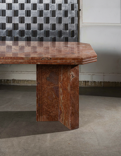 LARGE RED MARBLE TABLE, 1970s