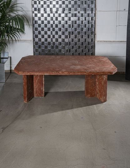 LARGE RED MARBLE TABLE, 1970s