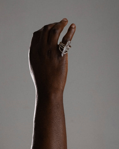 BAGUE CRISTAL ENTRELACÉ EN ARGENT 950