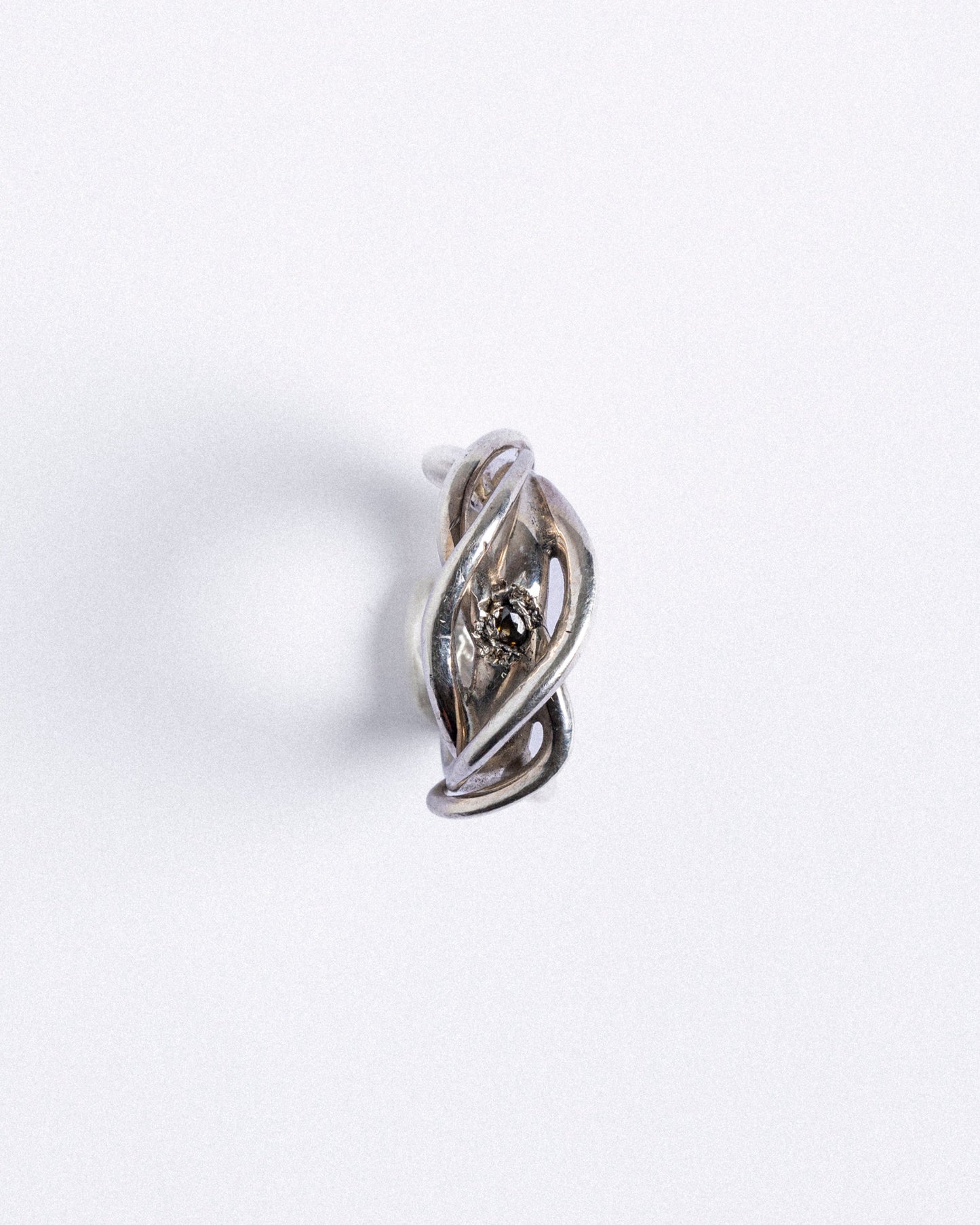 BAGUE SOLITAIRE NOIR EN ARGENT 950