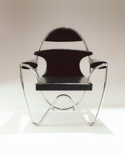 ITALIAN BLACK LEATHER ARMCHAIR, 1980s