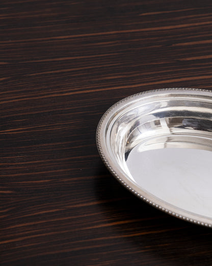 Small oval dish in silver metal, 1970s