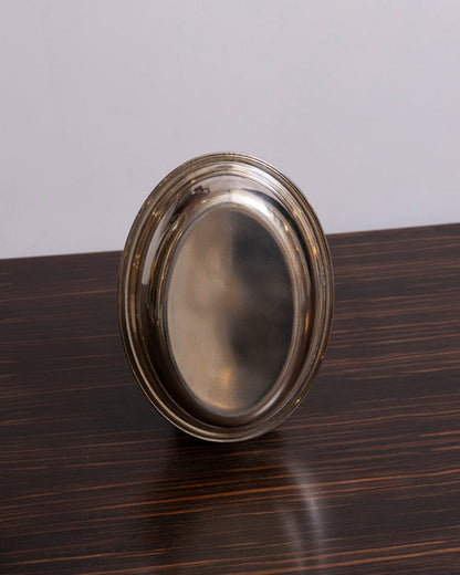 Small oval dish in silver metal, 1970s