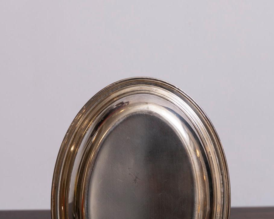 Small oval dish in silver metal, 1970s