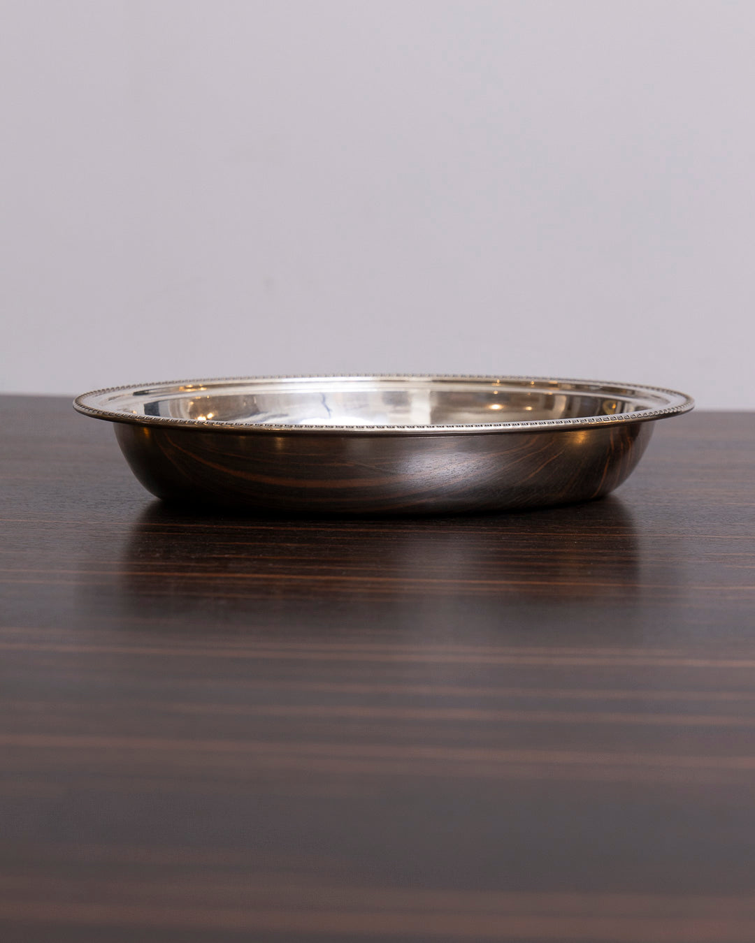 Small oval dish in silver metal, 1970s