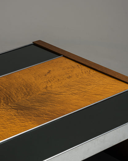 TABLE BASSE EN LOUPE ET MIROIR, 1970s