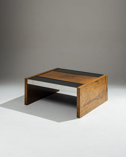 TABLE BASSE EN LOUPE ET MIROIR, 1970s