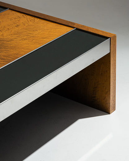 TABLE BASSE EN LOUPE ET MIROIR, 1970s