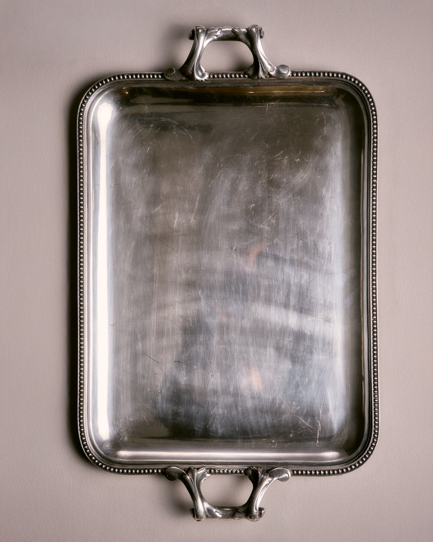 Large rectangular silver-plated metal tray, Ercuis