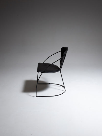 SET DE 4 CHAISES EN CUIR ET MÉTAL, LINDA, ARRBEN, 1960s