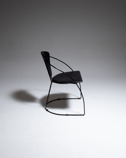 SET DE 4 CHAISES EN CUIR ET MÉTAL, LINDA, ARRBEN, 1960s