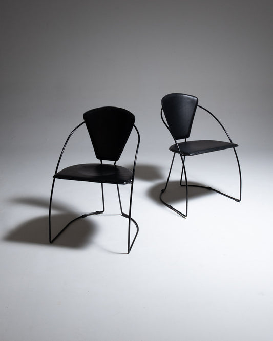PAIR OF LINDA LEATHER AND METAL CHAIRS, ARRBEN, 1960s