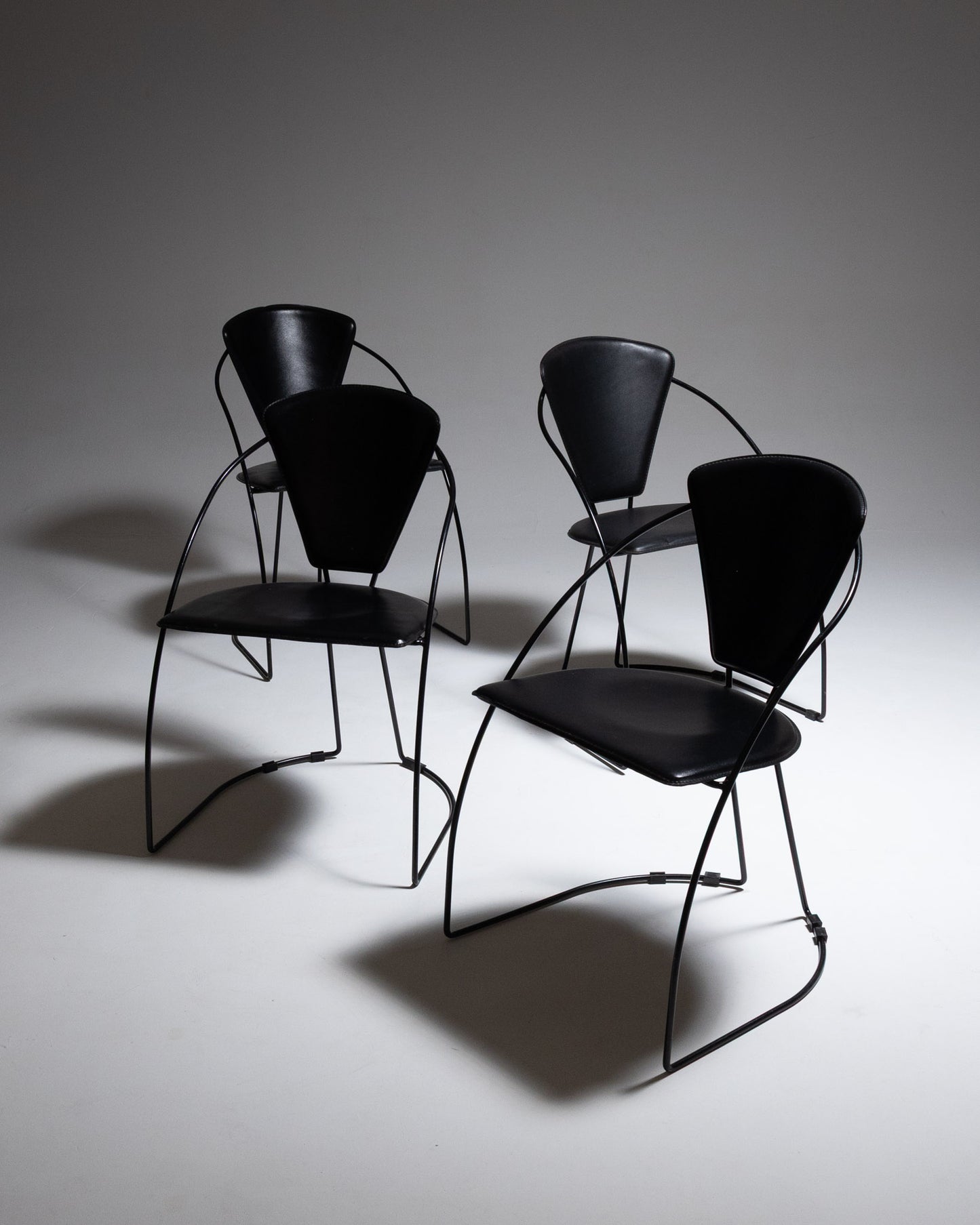 SET DE 4 CHAISES EN CUIR ET MÉTAL, LINDA, ARRBEN, 1960s