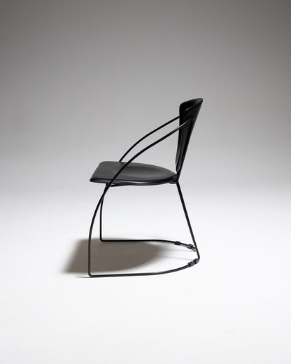 PAIRE DE CHAISES EN CUIR ET MÉTAL, LINDA, ARRBEN, 1960s